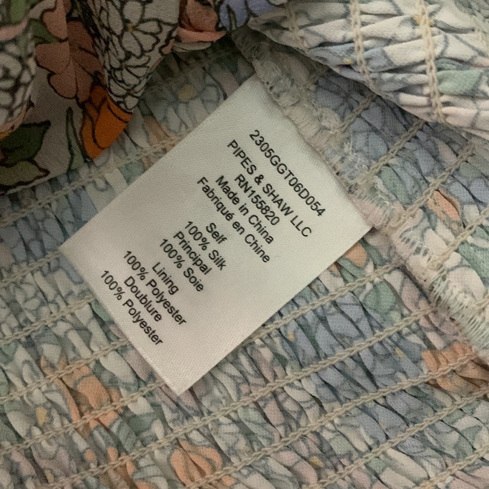 VERONICA Beard Sara dress silk multicolor floral smocking & ruffled hemline 16 - Picture 6 of 13